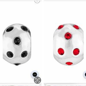Brighton Mini Dottie Bead Black/Silver and Red/Silver Set of 2 NWOT